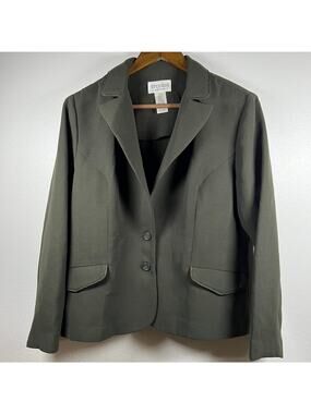Studio I Petite Vintage Women's Dark Acadamia Olive Green Blazer Jacket